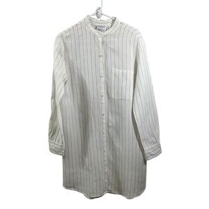Frame Shirt Linen Blend Off White & Noir Pinstripe Casual Shirt